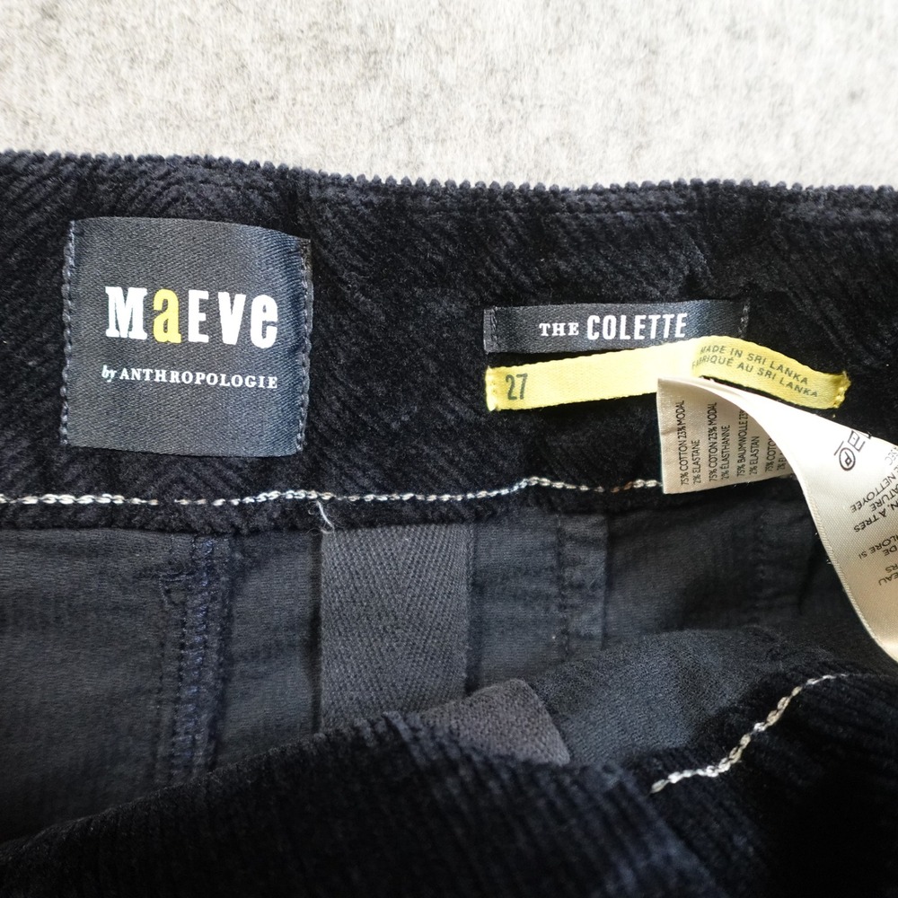 Anthropologie Maeve Pants Womens 27 Colette Corduroy Cropped Wide Leg Black - Picture 9 of 13